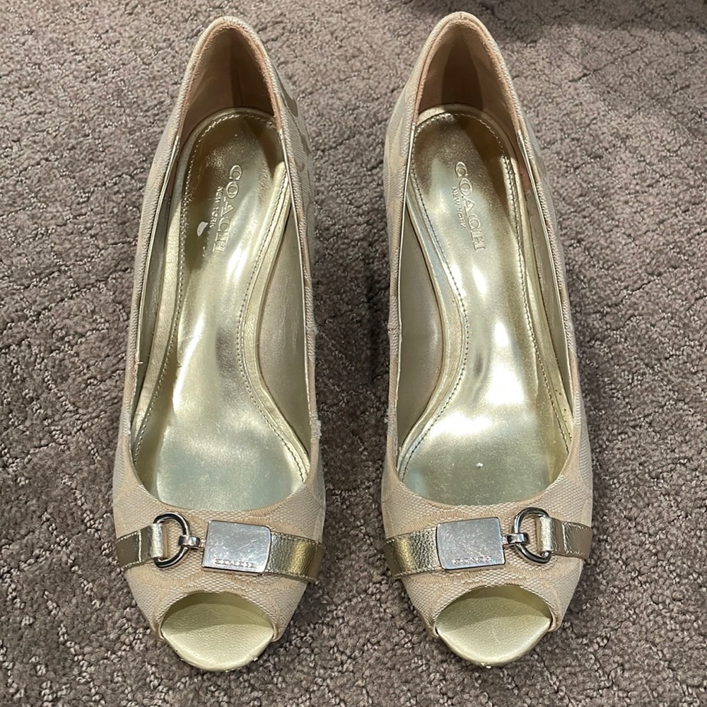 Coach metallic wedges